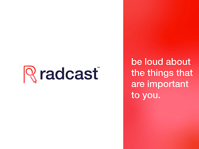 Radcast Logo adobe illustrator colorful design flat logo logo design logodesign logotype minimal podcast podcast logo podcasting r letter r logo r mark radio red rlogo typography vector