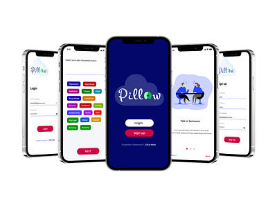 Pillow app design illustration typography ui ux web