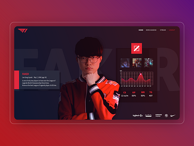 T1 Faker Landing Page e sports landing page landing page ui