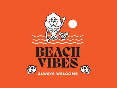 Beach Vibes beach design doodle fish icon illustration mermaid sea vector