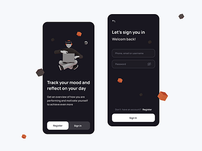 Track your mood | Sign in | Mobile App UI UX Design app design designer login page mobile mobile app mood register sign in track ui ui ux ux your