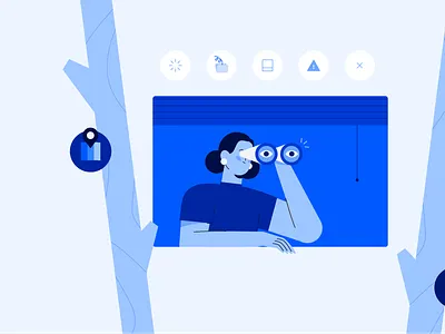 empty state - 02 art binoculars character concept design empty state error folder illustration location map plants searching texture trees window
