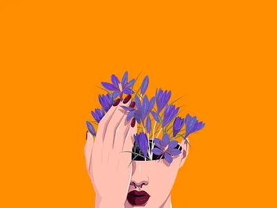 Meadow Saffron artwork blossoming thoughts colorful flat floral art flowers illustration nina aubersek vector vector illustration