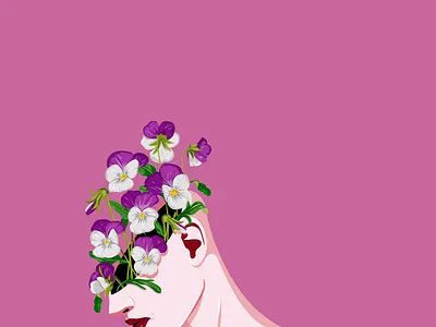 Viola artwork blossoming thoughts colorful floral art floral design flowers illustration nina aubersek vector vector illustration