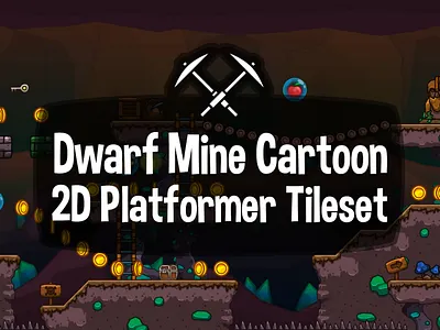 Dwarf Mines Cartoon Game Tileset 2d cartoon dwarf fantasy game assets gamedev indie game platformer tileset