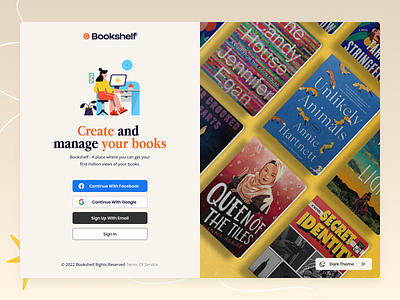 Bookshelf - Log In Page books design graphic illustration log in read sign in sign up typography web