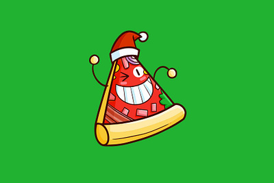 Christmas Pizza !! cartoon celebration christmas christmas pizza cute design food funny funny pizza illustration kawaii kawaii pizza pizza pizza cartoon pizza character vector