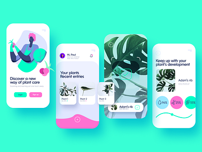 Plant growing app 🌿 (White version) app design flat design flat design flat illustration growing illustration plant ui ui design uidesign uiux ux white