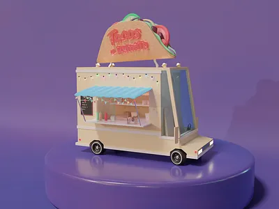 Taqueria! 3d 3d art design illustration tacos van