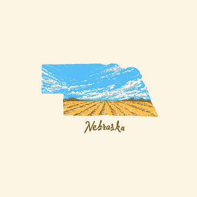 Nebraska Big Sky big sky corn field design drawing great plains hand drawn illustration joe horacek little mountain print shoppe midwest nebraska prairie procreate screen printing typography