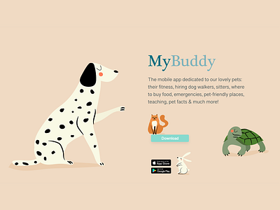 MyBuddy - Daily UI 003 adobe photoshop adobe xd app branding dailyui dailyui003 dailyuichallenge landing design landingpage mobile pet ui design ux design ux ui