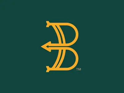 B + bow and arrow logo b letter monogram bold monoline