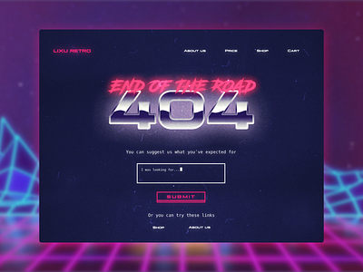 #008 404 Page 404 error 404 error page 404 page dailyui design retrowave ui ui ux