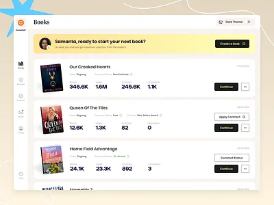 Bookshelf - Manage Page books branding design graphic konturpasha logo reading typography web