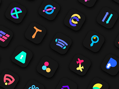 Minimal App Icons - Dark Version app app icon app icon logos app logo brand designer branding creative logos design dribbble flat graphic designer icon logo logo design logo designer minimal minimal logos modern logos ui ux