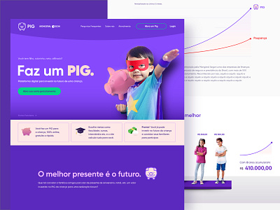 PIG bank children finance landing page life money responsive responsive design