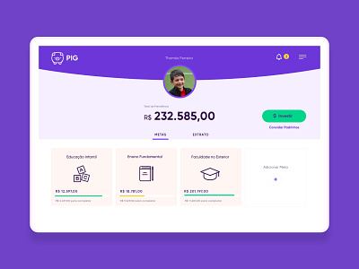 PIG app bank children finance interface investment ipad kids money startup ui