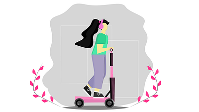 scooter girl bike color style design flat art flat art illustration character flat design girl character girl illustration illustraion illustration illustrator scooter