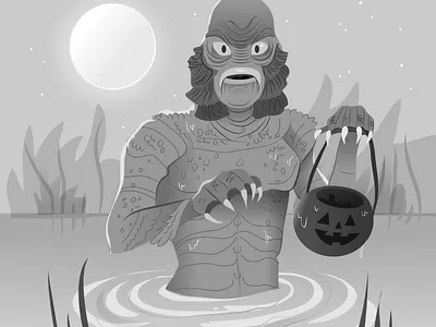 Lagoon Monster art creature from the black lagoon drawlloween halloween bash halloween party illustration inktober lagoon monster club photoshop
