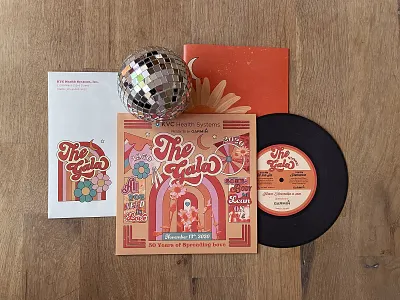 KVC Gala 2020 Invitation 70s album color color palette design disco gala groovy hippie invitation invitation design invite music album print record record album vinyl vinyl record