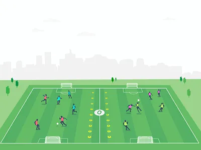 Soccer Field ai branding flat design illustration outdoors play player skyline soccer soccer logo social sports sports branding sports design teams