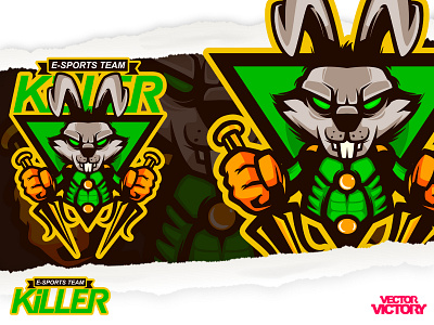 KILLER RABBIT ESPORTS LOGO adobeillustator cartoon cartoon illustration character dribbble game illustration logo mascot rabbit sports logo