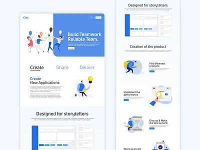 Landing Page: Cieli Board b2b blue clean clean ui landing landing page design minimal mobile ui product product design teamwork ui uiux website website design