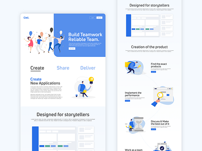 Landing Page: Cieli Board b2b blue clean clean ui landing landing page design minimal mobile ui product product design teamwork ui uiux website website design