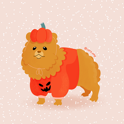 Pompkin adobe illustrator children book illustration childrens illustration cute dog halloween illustration pastel colors pomeranian