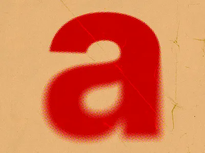 Experimenting a analog blur grit gritty halftone halftones letterform lowercase paper print red texture type