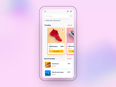 Shoes app concept 360 view after effects animation app colors design ecommerce gradient illustration mobile ui motion motion graphics nike shoes ui ux