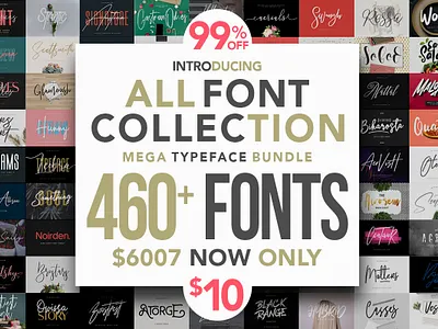 All Fonts Collection Mega Typeface Bundle Bundles animation app bold branding design font handmade logo newfont typography