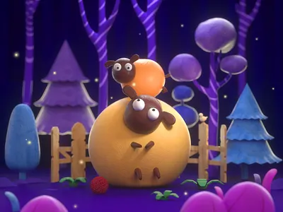 Mother sheep and lamb c4dfordesigners cartoon design illustration