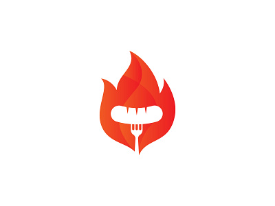 BBQ Logo Concept barbeque bbq clean fire flame fork gradient hot icon logo logodesign minimalist simple symbol vector