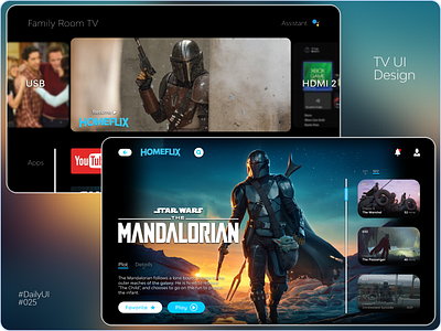 TV app UI #DailyUI #025 025 dailyui dailyui025 dashboard design figma figma design logo mandalorian photoshop simple sketch television tv tv app ui xd xd design