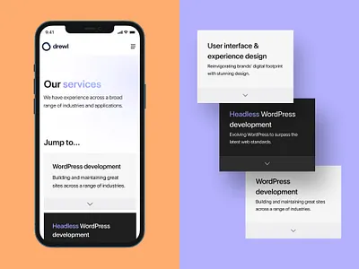 Drewl Mobile Services Page brand branding clean design identity illustration launch minimal mobile new orange phone purple website