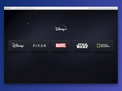 Disney Plus Brand Cards app design framer product design prototypes web design