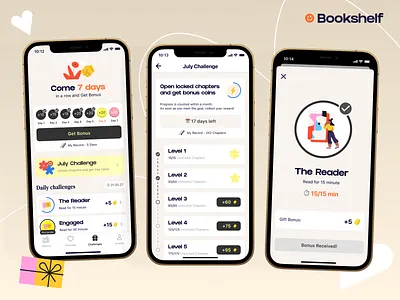 Bookshelf - Gamification book branding challange design game gamification gits graphic illustration ios konturpasha logo read typography
