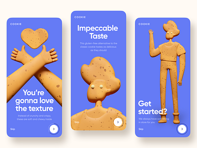 Cookie Shop 3d animation app application clean concept cookie design gallery ios mascot minimal mobile modern onboarding shop ui ux
