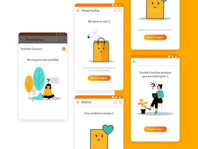 Sahyogi Error Screen Screens colors empty bag empty bag error message icons illustraion mobile app uidesign uiux uiuxdesign