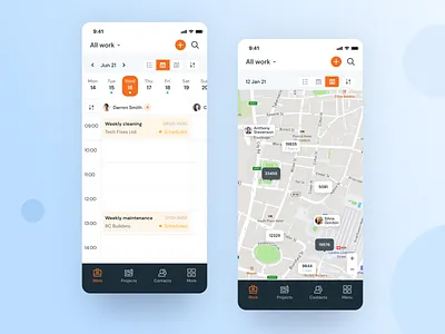 Service Management Software Mobile App app avatar calendar filters ios iphone layout map mobile pin saas tabs ui ux work