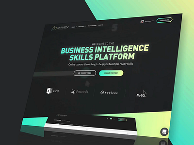 Maven Analytics - Homepage & Web App cards design drawer e learning landing page platform software ui ux web app web design