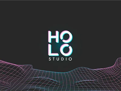 Holo Studio black blue brand branding dark design holo hologram holographic icon illustrator logo logo design logodesign pink technology vector