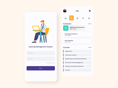 LMS UI/UX Mobile app clean dashboad dashboard ui illustration modern page typography ui ux web