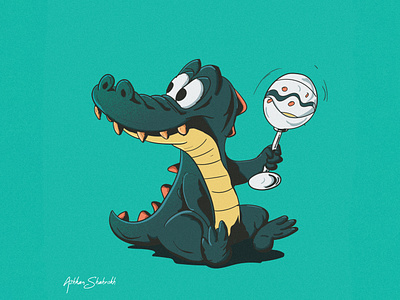 Dinno cartoon character cartoon illustration character design crocodile dinosaur flat graphic illustration line art lineart retro sketch texture