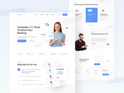 Boostry - SEO/Digital Marketing Landing Page agency clean digital agency futuristic landingpage marketing seo ui ui design uiux web