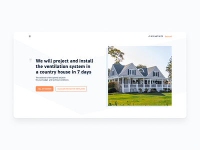 Ventilation system company - First screen design web website