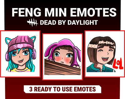 3 Feng Min DBD Emotes / Dead By Daylight / Twitch Emotes anime emotes dead by daylight emote twitch twitch badges twitch emote