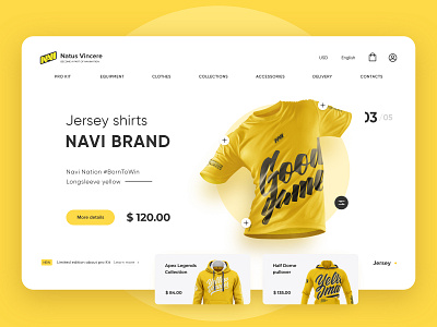 Natuse Vincere - Merch Shop 2020 trend branding clean concept design desktop gg interface jersey logo merch navi new popular shirt shop top ui website yellow