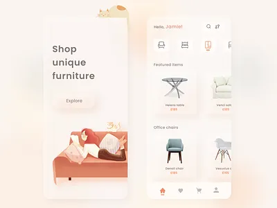 Furniture shop app blur buy cat chair color design ecommerce ecommerce shop furniture furniture store inspiration minimal online online store sofa ui uidesign ux uxdesign